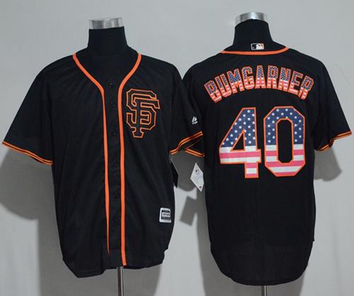 Giants #40 Madison Bumgarner Black USA Flag Fashion Stitched MLB Jersey - Click Image to Close
